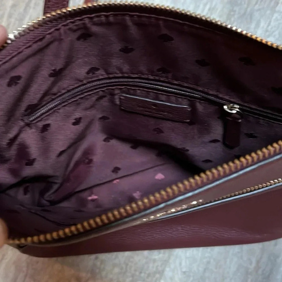 Kate Spade pebbled leather crossbody bag purse - maroon - Picture 4 of 7